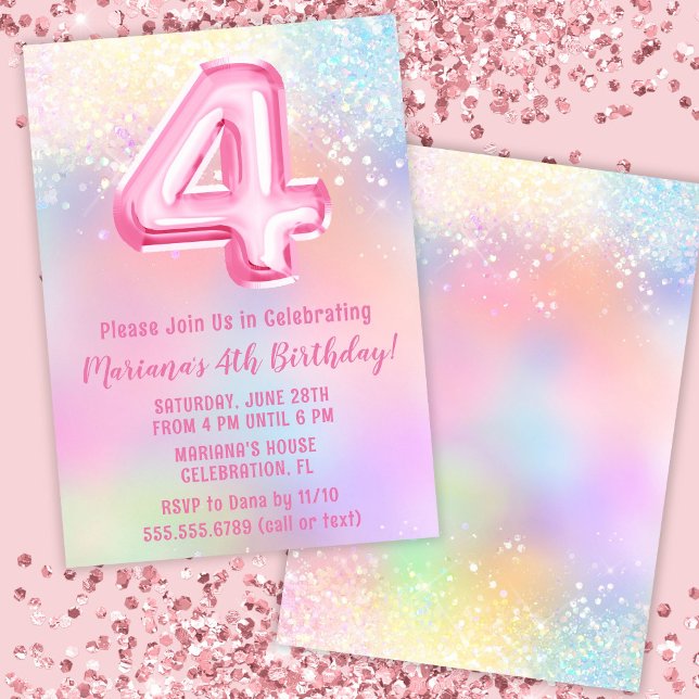 Invitación Cumpleaños 4 de Pink Rainbow (Subido por el creador)