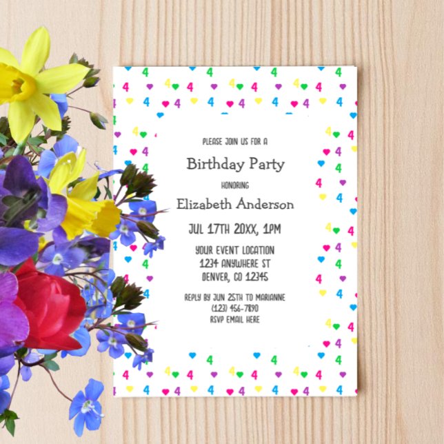 Invitación Cumpleaños 4 de Rainbow Hearts (Subido por el creador)
