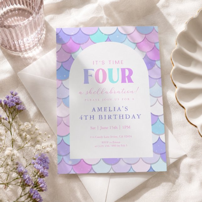 Invitación Cumpleaños 4 de Sirena Rosa (Subido por el creador)