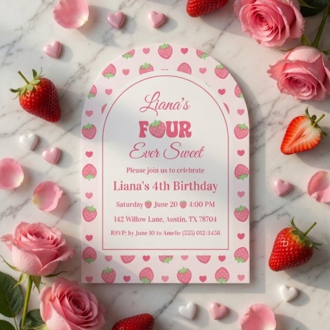 Invitación Cumpleaños 4 de Strawberry Berry Four Ever Sweet G (Subido por el creador)