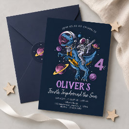 Invitación Cumpleaños 4 del Astronauta Dinosaurio