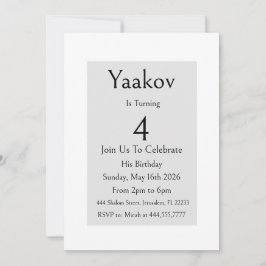 Invitación Cumpleaños 4 Minimalista Simple Moderno Elegante