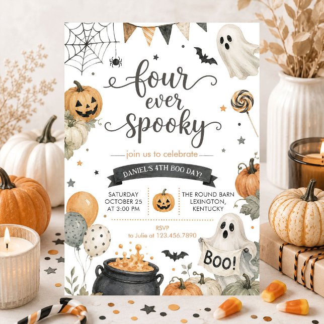 Invitación Cumpleaños 4 para siempre espeluznante fantasma de (Subido por el creador)