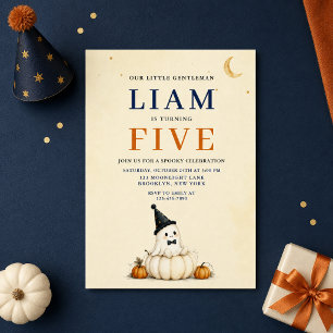 Invitación Cumpleaños 5º de Halloween de Fantasma Lindo de Ca