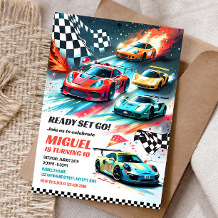 Invitación Cumpleaños 5º del coche de carreras