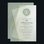 Invitación cumpleaños 50.º jade gris con marco dorado<br><div class="desc">Esta invitación a la fiesta del 50 aniversario del boda, de diseño sencillo, moderno y geométrico, presenta un tema de color de jade gris con elementos caligráficos, acentos asimétricos de marco dorado y apariencia de textura de mármol - personalizar de los elementos de texto para cualquier celebración de aniversario o...</div>