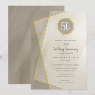 Invitación cumpleaños 50.º marco de oro gris antiguo