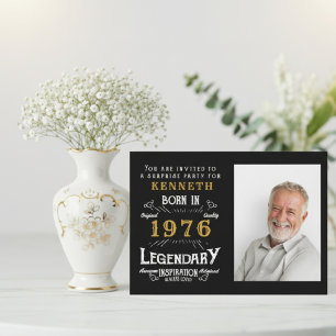 Invitación Cumpleaños 50 1976 Personalizado Negro Oro Vintage