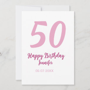 Invitación cumpleaños 50 agregar nombre fecha año rosa rojo n