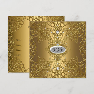 Invitación Cumpleaños 50 Aniversario Fiesta de Oro Jewel