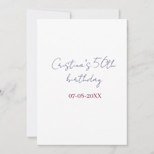 Invitación cumpleaños 50 aniversario negrita morado agregar n