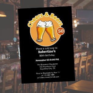 Invitación Cumpleaños 50 años de Hombres Vaso Cheers & Beers