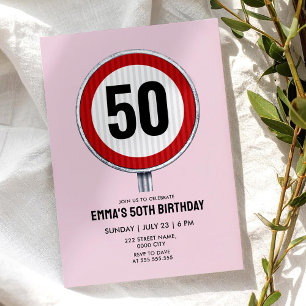 Invitación Cumpleaños 50 Años Señal de límite de velocidad de