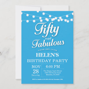 Invitación cumpleaños 50 azul fabuloso