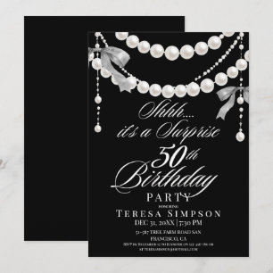 Invitación Cumpleaños 50 Blanco & Negro