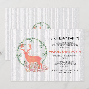 Invitación Cumpleaños 50 Boho Reno Acuarela Rústica