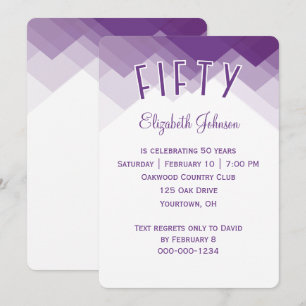 Invitación Cumpleaños 50 Border púrpura y blanco