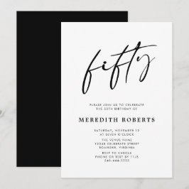 Invitación Cumpleaños 50 Chic Moderno Script Fiesta Minimalis
