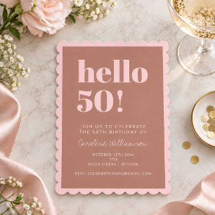 Invitación Cumpleaños 50 con Terracota y Rubor Scallop