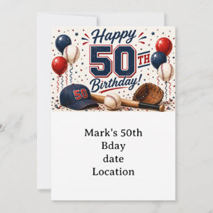 Invitación Cumpleaños 50 de béisbol