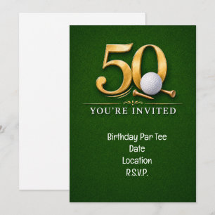 Invitación Cumpleaños 50 de Golf con golf en hierba verde
