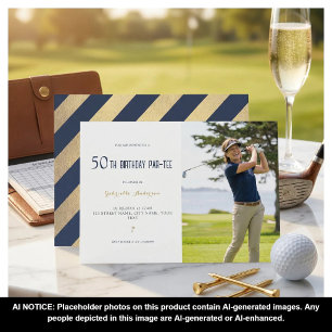 Invitación Cumpleaños 50 de Golf Par-Tee Elegante Azul Marino