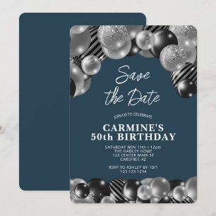 Invitación Cumpleaños 50 de Hombre Azul Denim