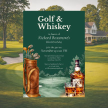 Cumpleaños 50 de hombre con estilo de golf y whisk
