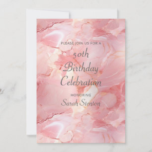 Invitación Cumpleaños 50 de Mármol Rosa