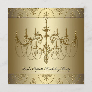 Invitación Cumpleaños 50 de mujer candelabro de oro