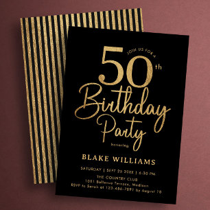Invitación Cumpleaños 50 de Oro Negro