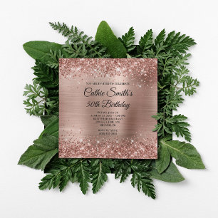 Invitación Cumpleaños 50 de Rose Gold Glitter Foil