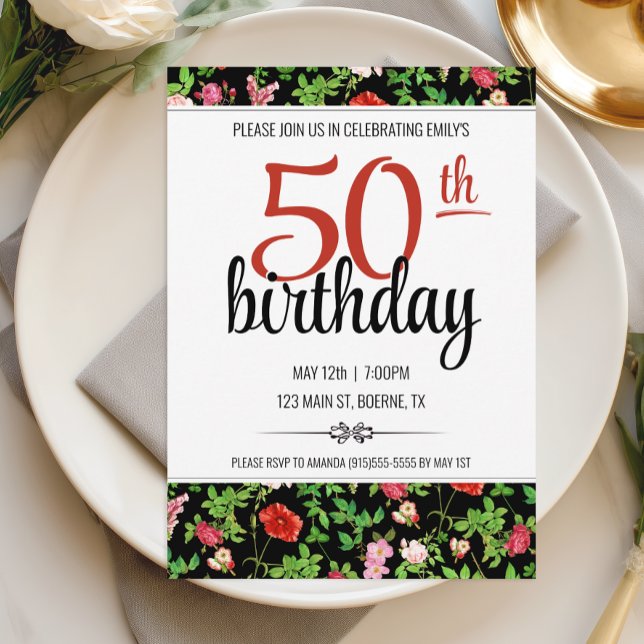 Invitación Cumpleaños 50 de Wildflower (Wildflower 50th Birthday Party Invite)