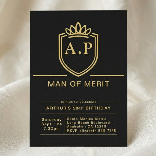 Invitación Cumpleaños 50 del Esposo 50 Años Fiesta de Oro Neg