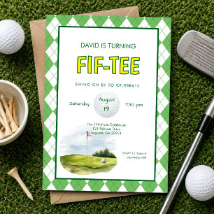 Invitación Cumpleaños 50 divertido golf FIF-TEE 