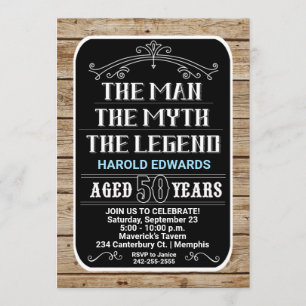 Invitación Cumpleaños 50 El Hombre El Mito La Leyenda Negrita