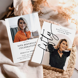Invitación Cumpleaños 50 Elegante con Arco de Foto Script