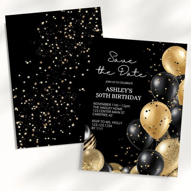 Invitación Cumpleaños 50 Elegante Letra Negra (Subido por el creador)