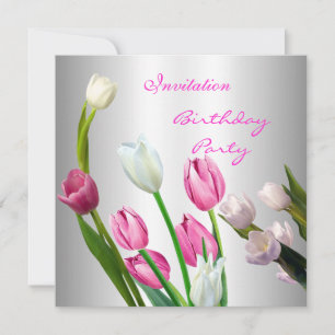 Invitación Cumpleaños 50 Elegante Rosa & Blanco Tu