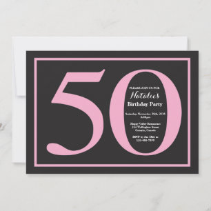 Invitación Cumpleaños 50 en pizarra rosa y negra