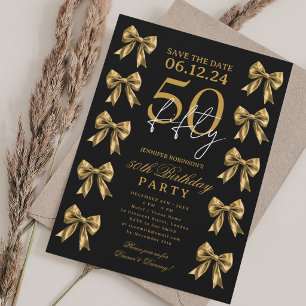 Invitación Cumpleaños 50 Fiesta de la Coqueta de Oro Guardar
