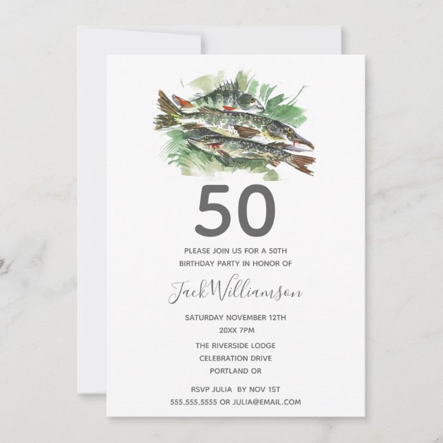 Invitación Cumpleaños 50 | Fiesta de Pesca Se Fue de Pesca (Anverso)