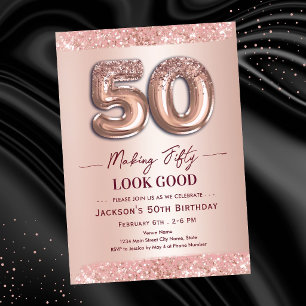 Invitación Cumpleaños 50 Haciendo que 50 se Vea Bien Rosa Dor