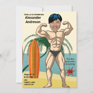 Invitación Cumpleaños 50 💪🤣 Hombre Divertido Fisicoculturis