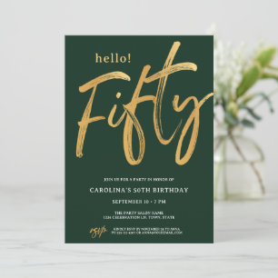 Invitación Cumpleaños 50 Moderno de Oro