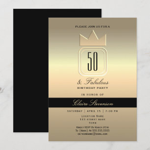 Invitación Cumpleaños 50 Moderno Dorado
