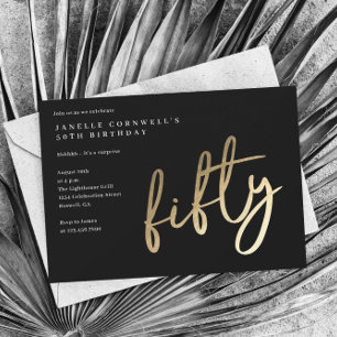 Invitación Cumpleaños 50 Moderno Minimalista con Tipografía D
