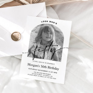 Invitación Cumpleaños 50 Moderno Minimalista Foto Arquitectur