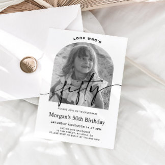 Invitación Cumpleaños 50 Moderno Minimalista Foto Arquitectur