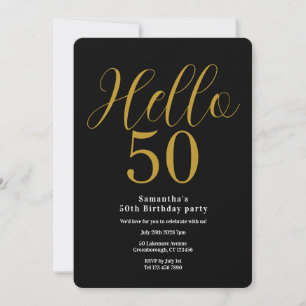 Invitación Cumpleaños 50 negro Gold Chic Cumpleaños